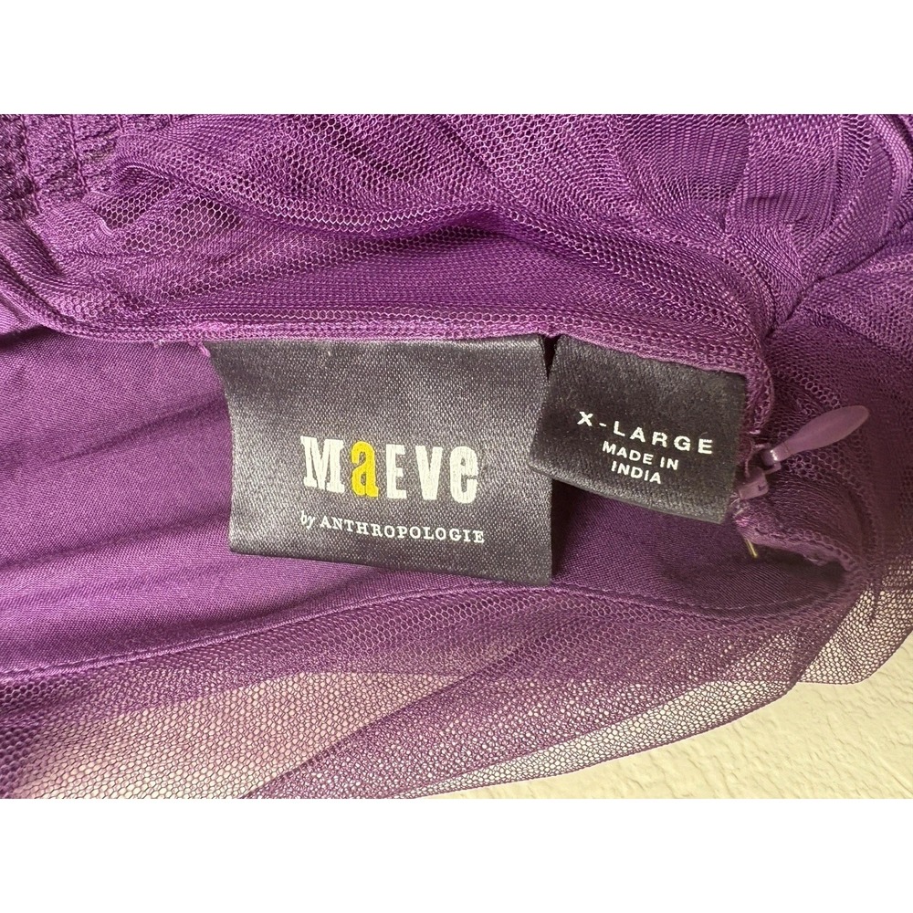 Anthropologie Maeve Ruffled Tulle Mini Dress Purple Size XL - Picture 11 of 14